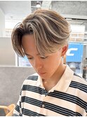 ハイライトセンターパートメッシュダブルカラーツーブロック