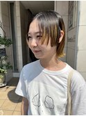 裾カラー/エンドカラー/ぱつっと切りっぱなしボブ