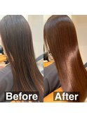 SLEEK式髪質改善【縮毛矯正】ビフォーアフター　表面