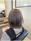 ギリギリ結べる切りっぱなしミディアムレイヤーボブ