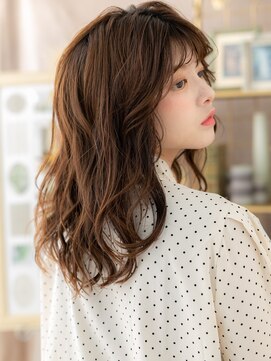 カバーヘア ブリス 志木南口駅前店(COVER HAIR bliss) ぱっつん前髪くびレイヤーウェーブミディアムh3志木20代30代40代