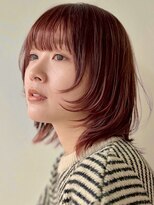 ガーデン 銀座(GARDEN)&nbsp;顔周りレイヤーボブ/チェリーレッド/ウルフ/暖色カラー/20代30代