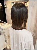 福山美容室caary 切りっぱなし外ハネミディアムイルミナカラー