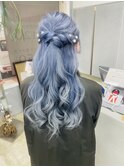 ブルーグレーグラデ×くびれカール