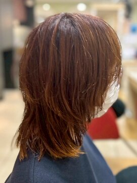 ヘアークリアー 春日部 ミディハッシュカット ミディアムレイヤー ウォームベージュ