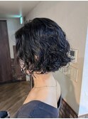 前髪なしボブパーマくせ毛風パーマ黒髪パーマ渋谷エジリ