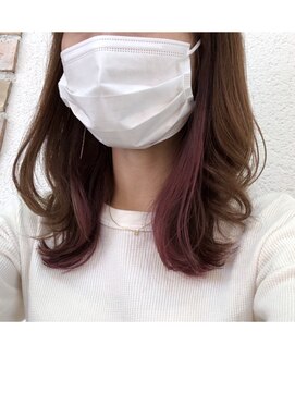 ドゥ スタイル 三国ヶ丘店(Duex Style) 《春夏》インナーカラー バイオレットピンク ×モーヴブラウン