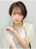 大人かわいいひし形シルエット ショコラグレージュ 外ハネ 小顔