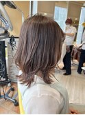 くびれミディ/レイヤーロング/ラベンダーベージュ・20代・30代