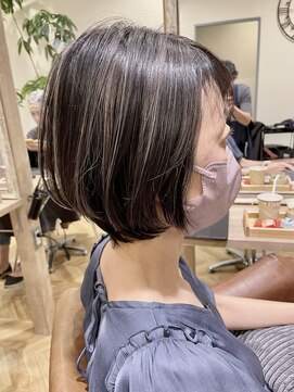 ジェービーヘア 稲毛(jb hair) 外ハネボブペールベージュセクションカラーグラデーションカラー