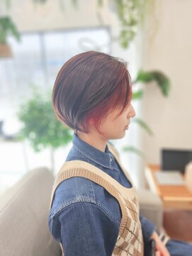 ツナグ(TSUNAGU) ☆質感にこだわった丸みショートボブ×フレーミングカラー