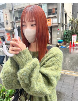 カフ(CAF) CAF松本/オレンジカラー/ミディアムヘア/大阪/心斎橋