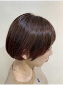 丸みショート　レッドブラウン