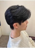 メンズダークアッシュ韓国マッシュニュアンスパーマ