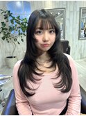 ウルフ/レイヤーロング/シースルーバング/韓国ヘア/顔周りカット