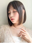 美髪レイヤーカット薄めバング似合わせカット前髪結べるボブ