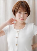 顔周りレイヤーカットひし形丸みショートマッシュZ上尾20代30代