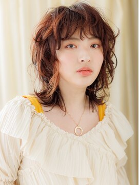 カバーヘア ブリス 上尾西口店(COVER HAIR bliss) チェリーレッド立体感小顔ウルフパーマTc5上尾20代30代40代