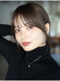 フェミニンロング大人かわいいぱっつん前髪レイヤーカット小顔
