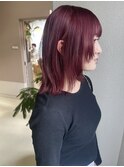 ブリーチなしダブルカラー　ワインレッド　福島市