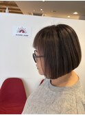 ハイライトカラー,白髪ぼかし,ベージュ,ショートボブ【草加】