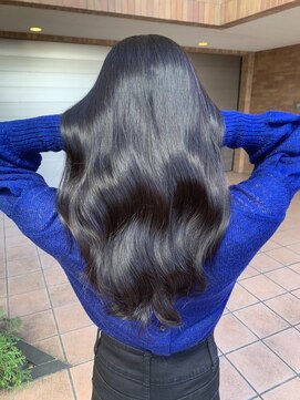 マティス 表参道(matiz) ブリーチなしWカラー　青髪　透明感　ブルーブラック