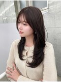 大人っぽバングカット/透明感ブラウンカラー/Aujuaカラー 上野