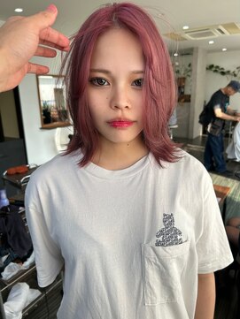 ヘアメイク エイト キリシマ(hair make No.8 kirishima) レイヤーボブ+ハイトーンピンク