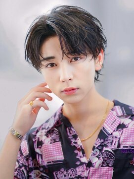 MEN'S HAIR BLEACHi 北18条店【12月5日オープン（予定）】 【BLEACHi】無造作シャープセンターパート（スパイラルパーマ）