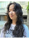 ロングパーマナチュラルカールパーマゆるめウェーブパーマ