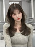 顔まわりレイヤー 韓国ロング 前髪 銀座
