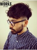メンズバーバー外国人風シルエット刈り上げパーマショートヘアー