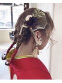 emue京都◇紐アレンジ編みこみ成人式ヘアセット アレンジ◇中島