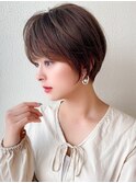 大人かわいい/ショートボブ/小顔ショート/艶カラー/20代30代40代
