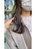 インナーカラーイヤリングカラーシルバーホワイト×ウェーブ
