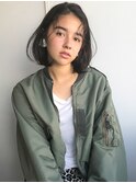 大人ボブミニボブ黒髪ショートボブ顔まわりレイヤー20代30代