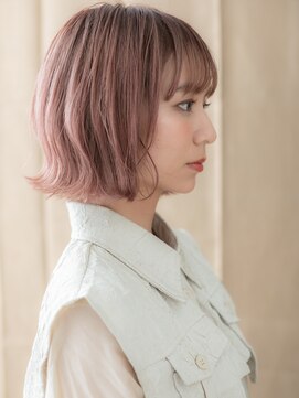 カバーヘア ブリス 戸田公園西口店(COVER HAIR bliss) ピンクベージュ大人ガーリー外ハネくびれボブX戸田公園20代30代