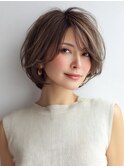 白髪ぼかし脱白髪染め似合わせショートボブ40代50代60代