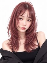 キャロル(CAROL) 韓国レイヤーカット×艶感コーラルピンク