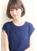 『rue京都』黒髪前下がりアッシュ大人かわいい切りっぱなしボブ