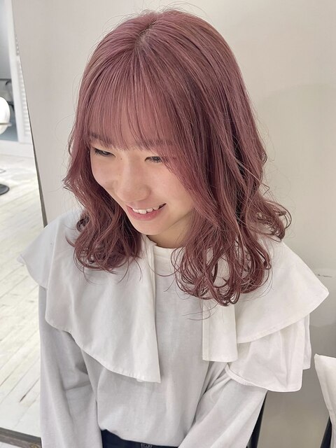 ピンクカラー ケアブリーチ ブリーチ 春カラー 韓国　艶髪