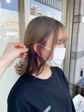 ミニム ヘアー(minim hair) 【minim×岩田】ベージュ×インナーパープル