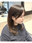 チョコグレージュ/顔周りレイヤー/レイヤー/ミディアム/学割U24