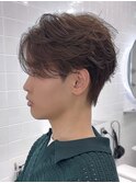 フェザーショートフェザーパーマニュアンスパーマメンズカラー