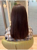 小顔レイヤーロブヘアウルフカットブリーチなしココアブラウン