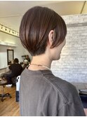 小顔ショート/襟足刈り上げ/ブラウンカラー