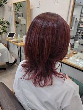 リリー 勝田台店(Lilly) ボルドーカラー×レイヤーカット/Lilly勝田台