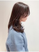 ココアベージュオリーブグレー小顔くびれヘアミディアムレイヤー