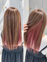 アース 新庄店(EARTH)&nbsp;ピンクレッドインナー×明るめブラウンハイライト