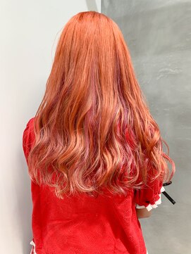 テトヘアー(teto hair) long(ユニコーンカラー、インナーカラー、オレンジ、ピンク)